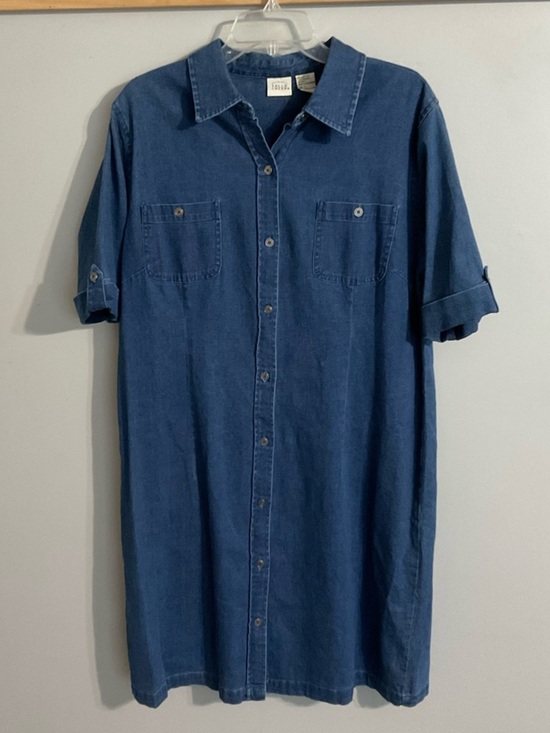 Falls Creek Dresses & Skirts - Falls Creek Stretch Denim Button-Front Shirt Dress Large